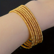 Браслет с двойными бусинами в восточном стиле - 6 штук, классические золотые свадебные украшения из Дубая, идеальный арабский подарок для женщин - отлично подходит для вечеринок и повседневной носки