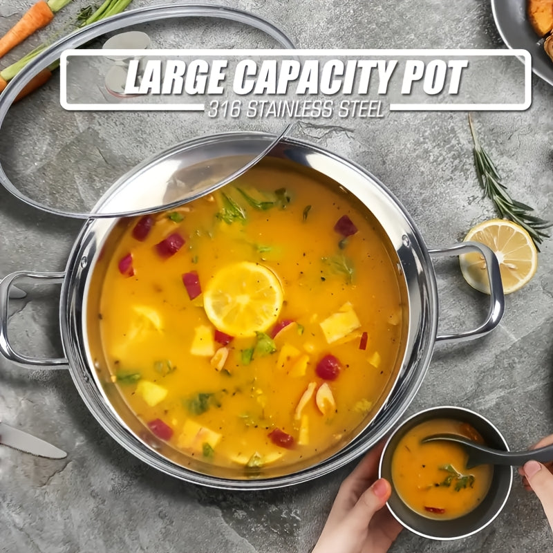 Olla de acero inoxidable con tapa 3.16L antiadherente, antióxido, multiusos