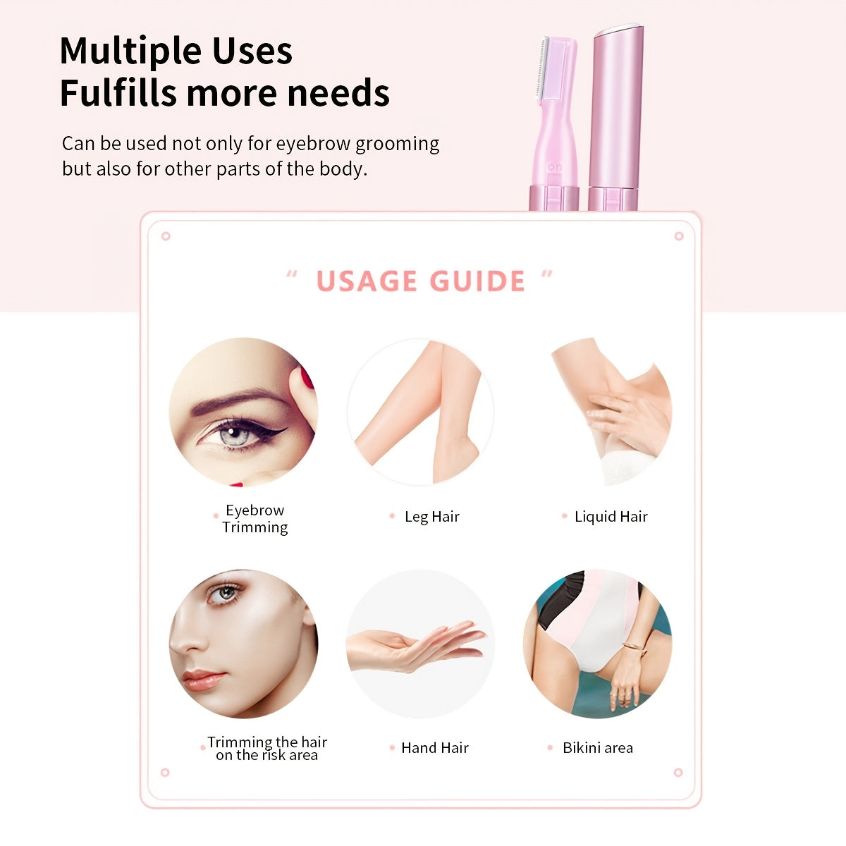 Recortadora eléctrica de cejas para hombres y mujeres, recargable, rosa y blanca
