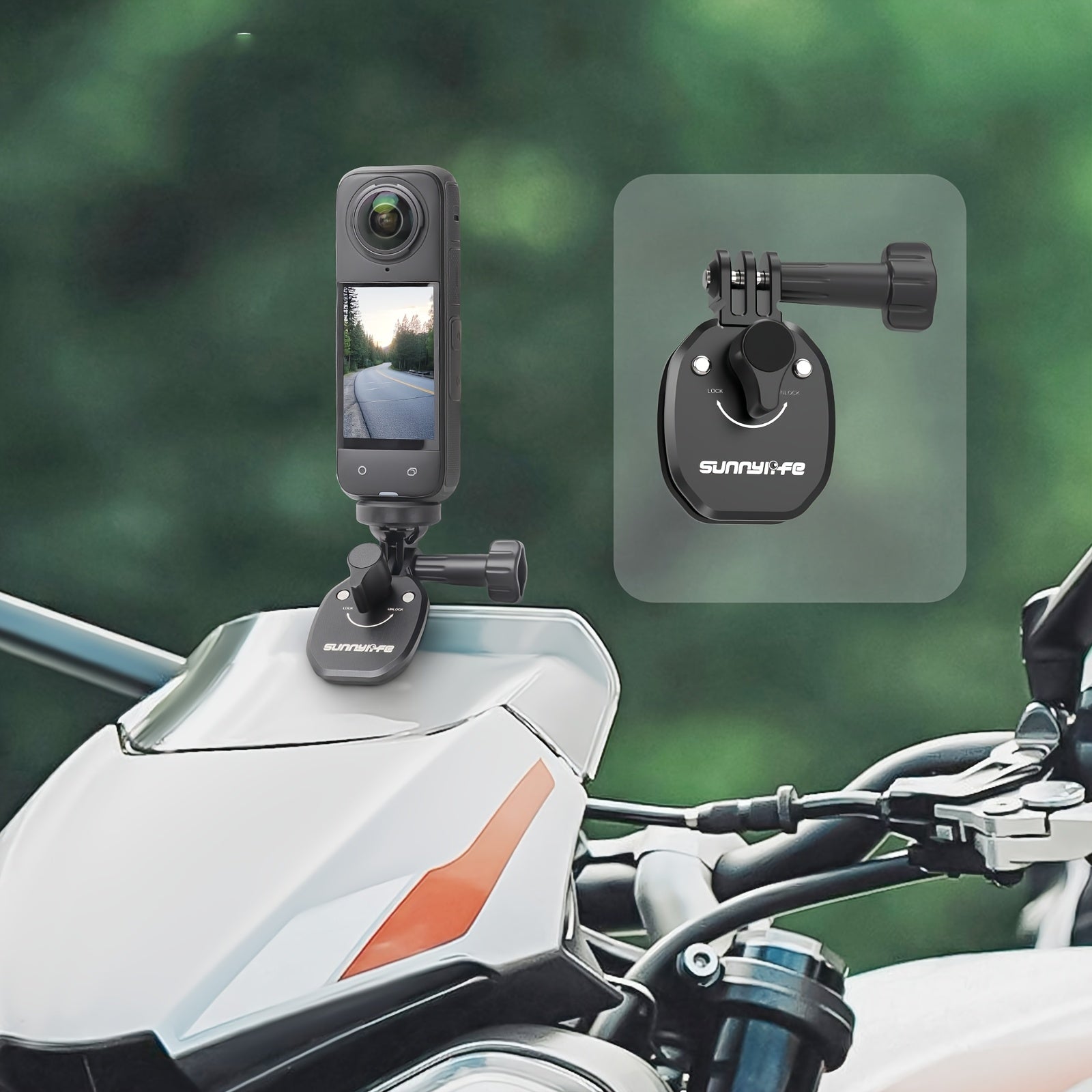 Motorcycle Windshield Action Camera Mount Aluminum Alloy Compatible with HERO8-12, Insta360 X3/X4, DJI Osmo Action