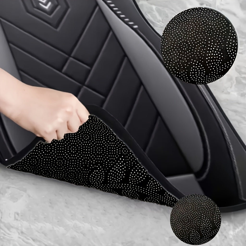 4-Piece Black Gray Arrow Pattern Car Floor Mats Non-Slip Easy Clean