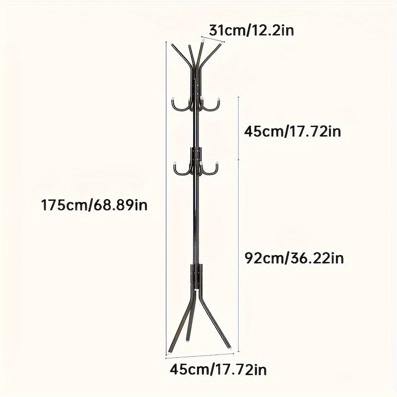 Metal Coat Rack with 9 Shelves for Hats Coats Bags and Scarves in Mixed Color