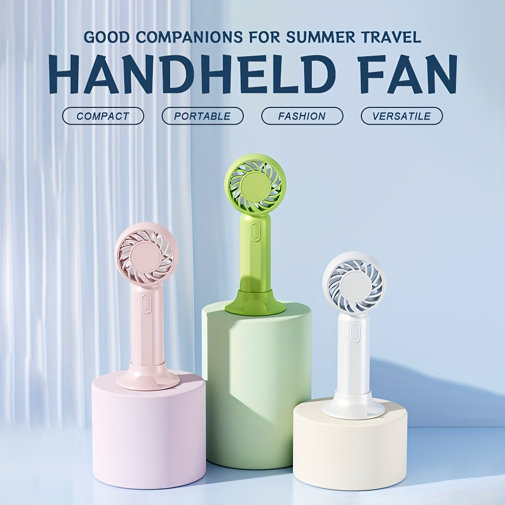 Portable USB Fan with 3 Speeds Lightweight Battery-Powered for Travel Office Outdoor in Pink Green White