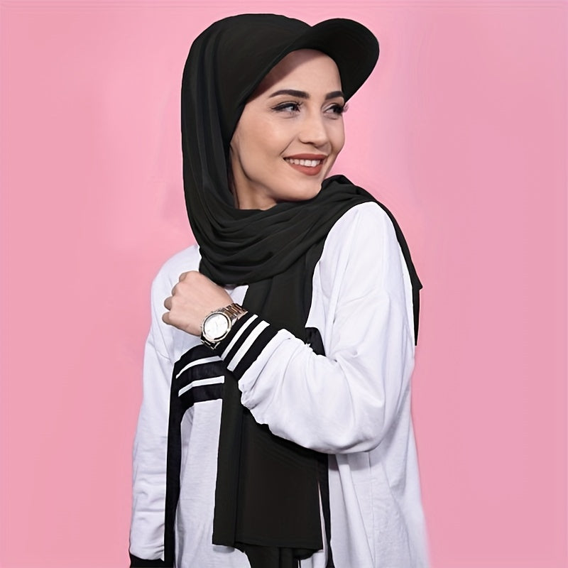 Yengil, bir rangli chiffon hijab shapkasi va boshqoq, tashqi va kundalik kiyim uchun