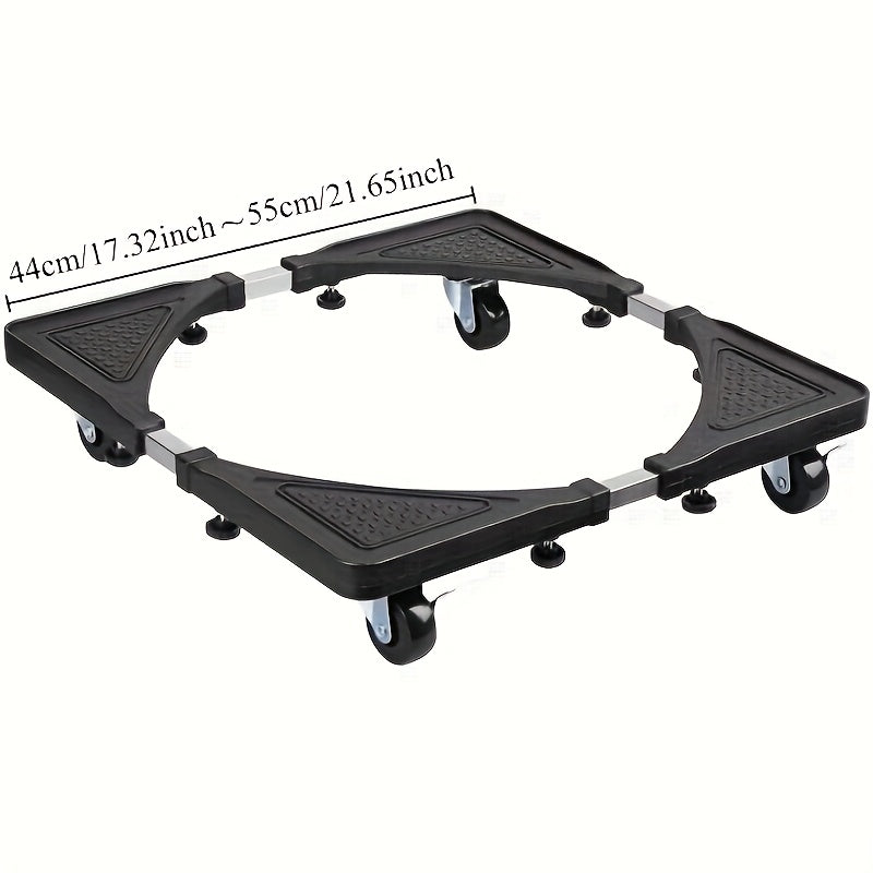 Регулируемая пластиковая подставка для бытовых приборов с блокирующимися колесами для холодильника, стиральной машины, сушилки