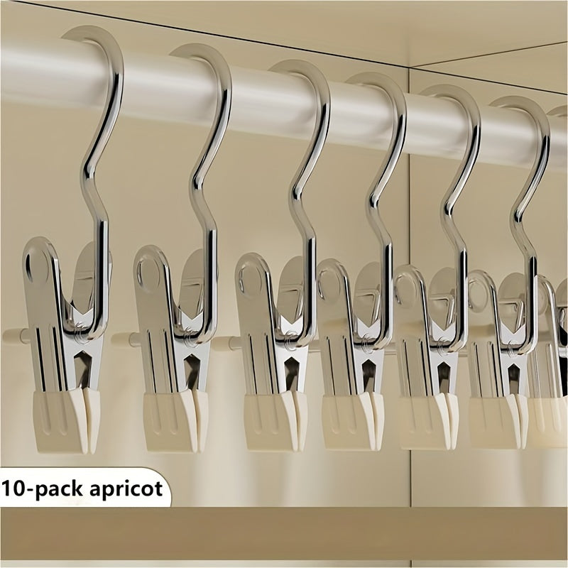 Juego de 10 pinzas de ropa de acero inoxidable con ganchos, clips para ropa y más