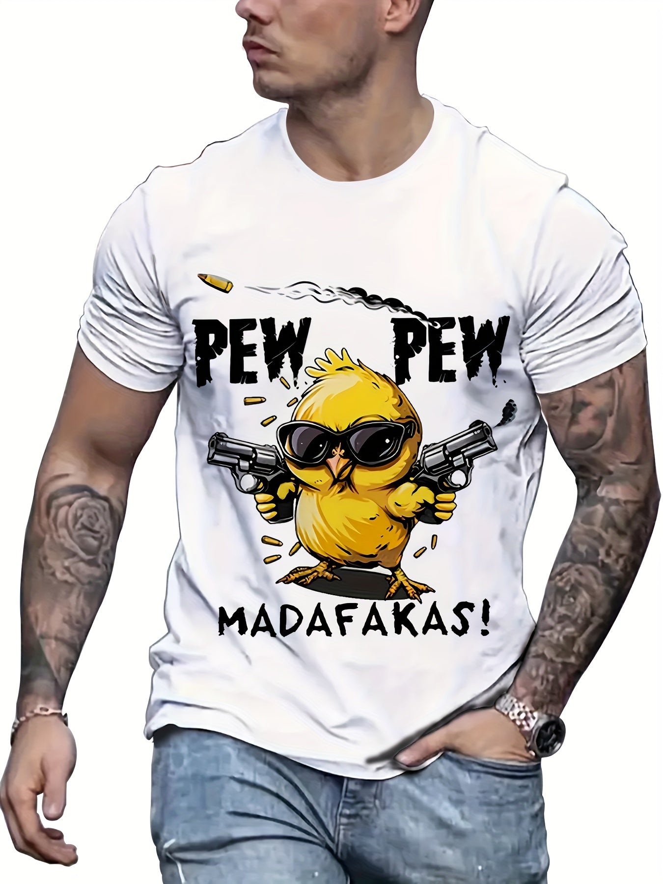 Мужская футболка из полиэстера с мультяшным принтом, короткий рукав, повседневная спортивная футболка для бега и ежедневной носки