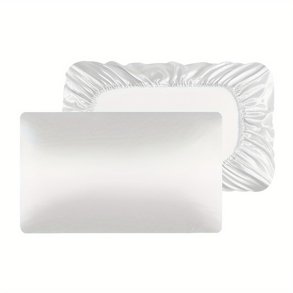 Set of Two Satin Pillowcases with Elastic Band, Soft 100% Polyester, Easy Care