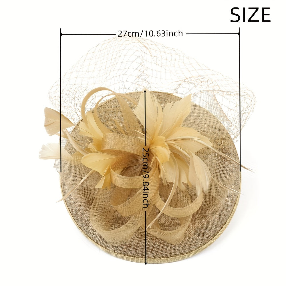 Women's Faux Feather Fascinator Hat with Veil for Parties and Special Occasions