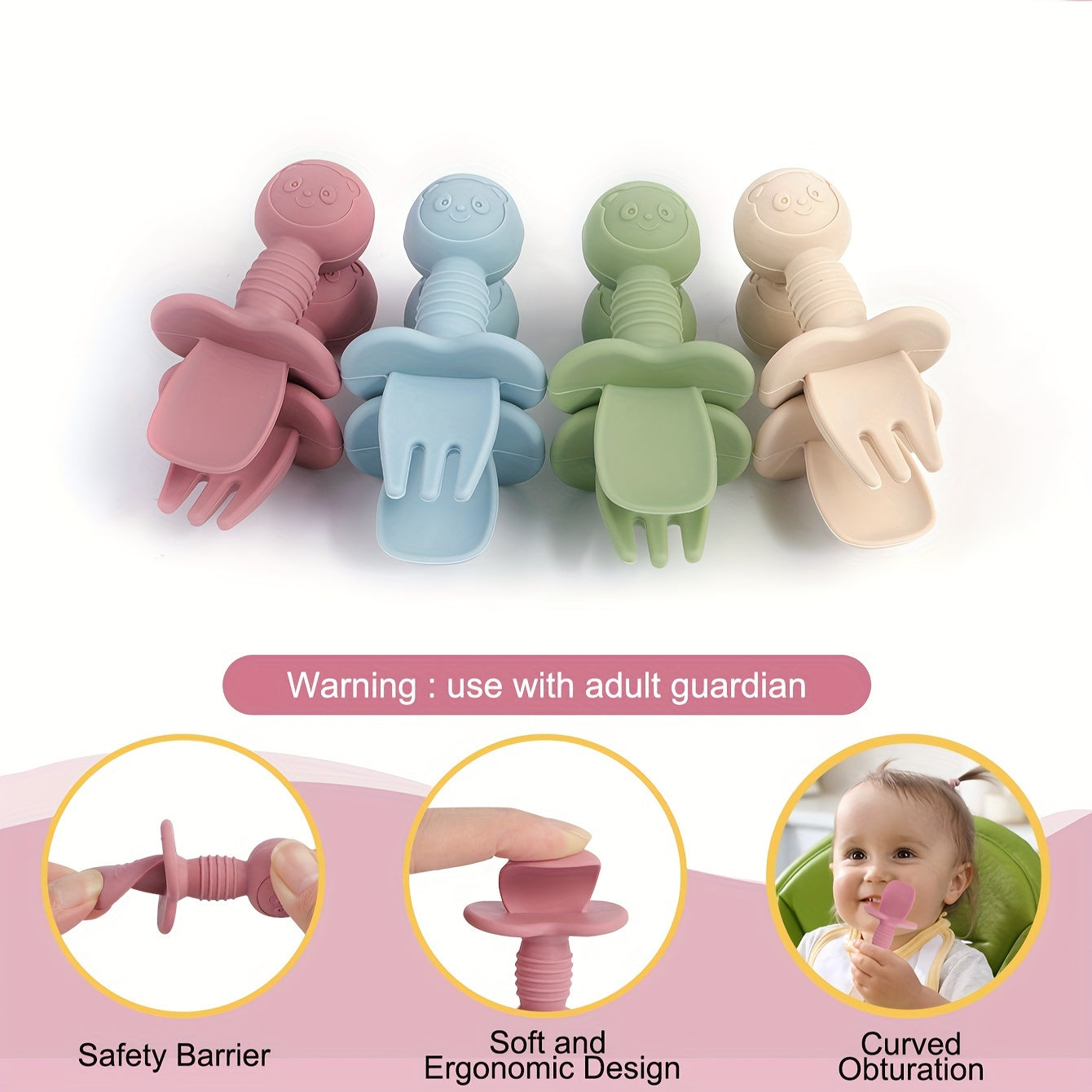 Silicone bolalar ovqatlantirish to'plami bo'linadigan plastinka bilan, BPA-free, bolalar uchun boshqariladigan ovqatlantirish uchun