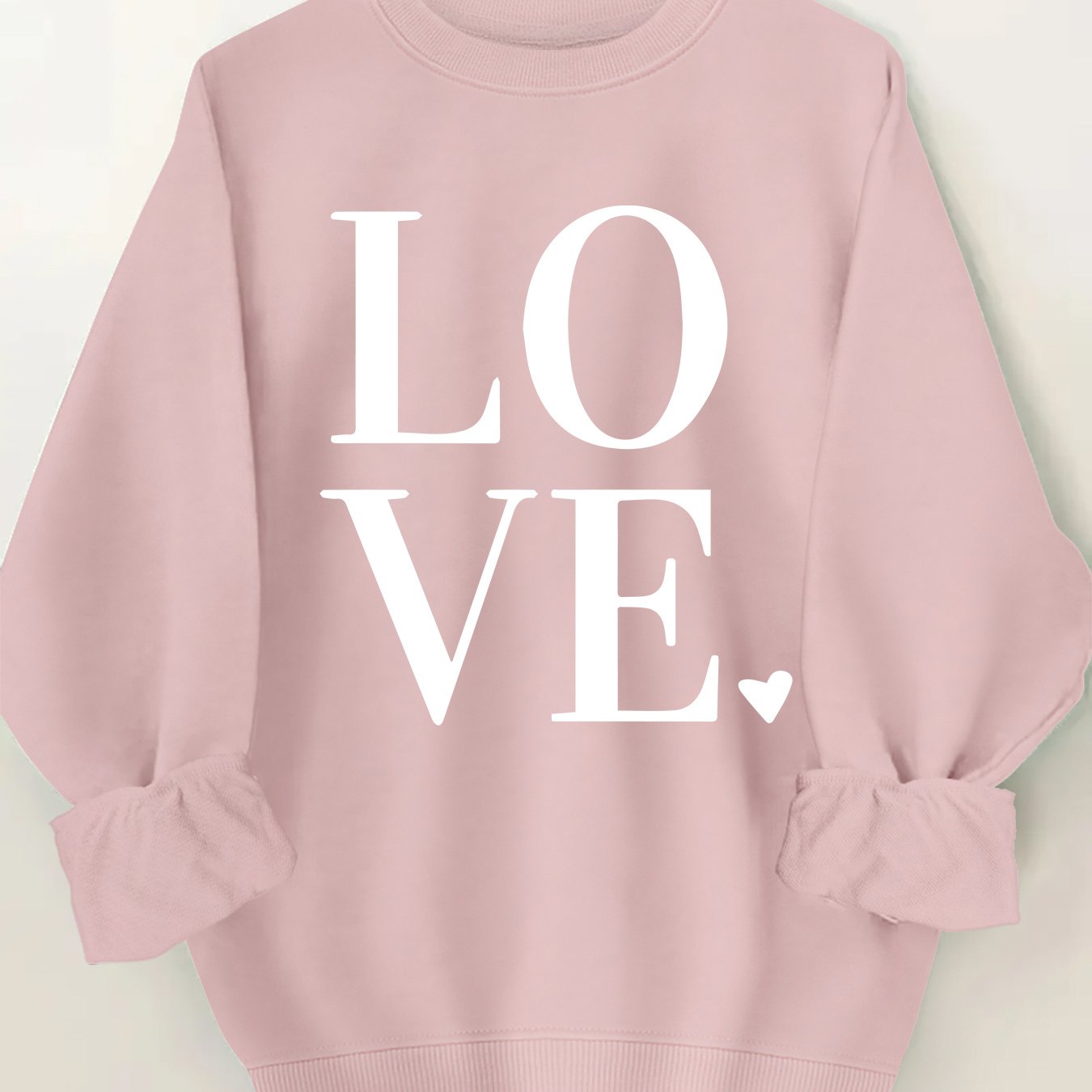 Plus Size Love Print Sweatshirt Casual Long Sleeve Crew Neck Pullover