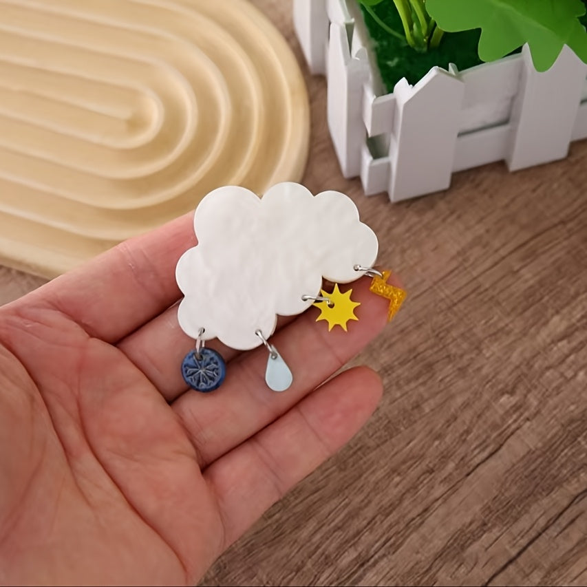 White Cloud Acrylic Brooch for Women and Girls Stylish Adornment for Outfits and Bags