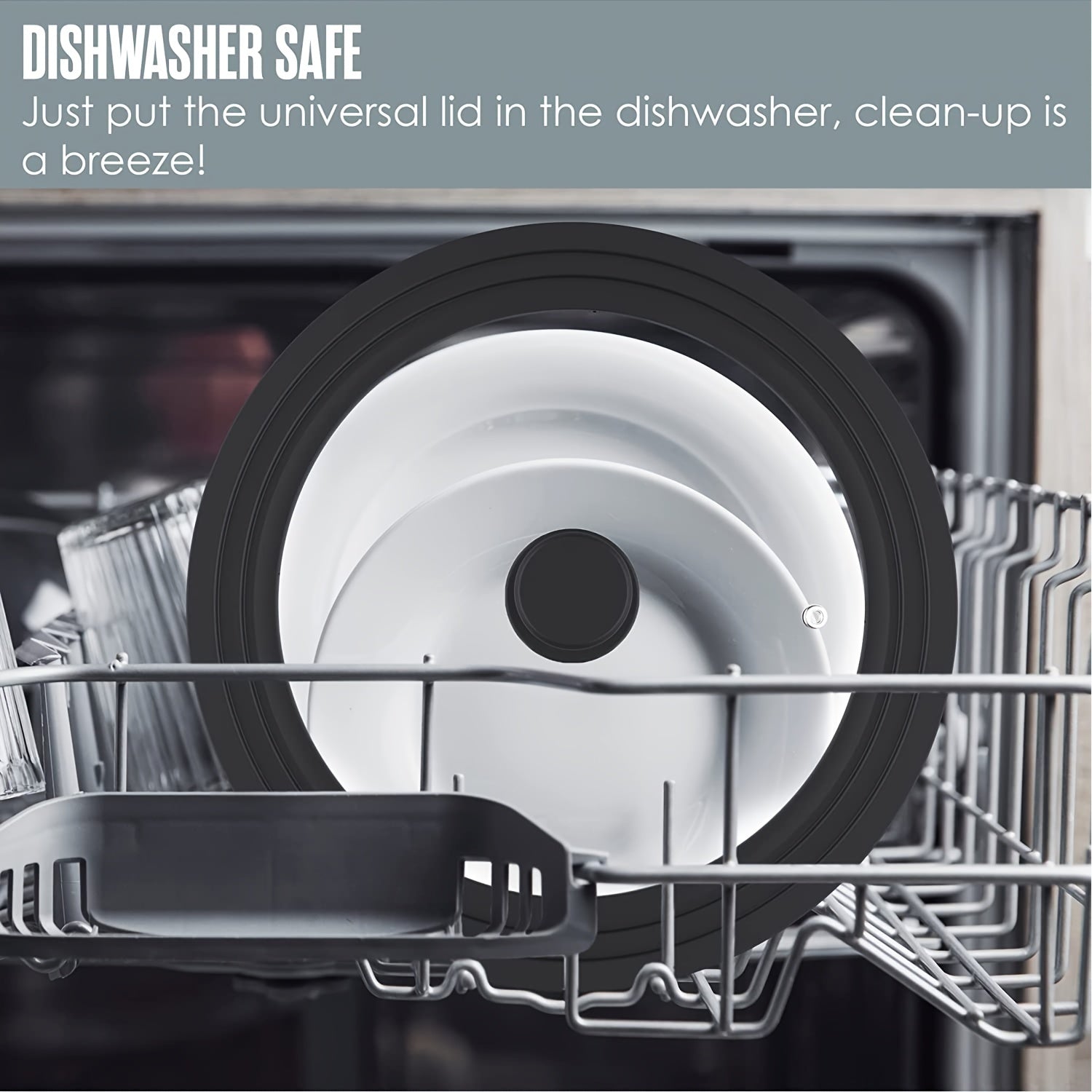 Universal Tempered Glass Pot Cover 9.5-12.5 Inch with Silicone Edge