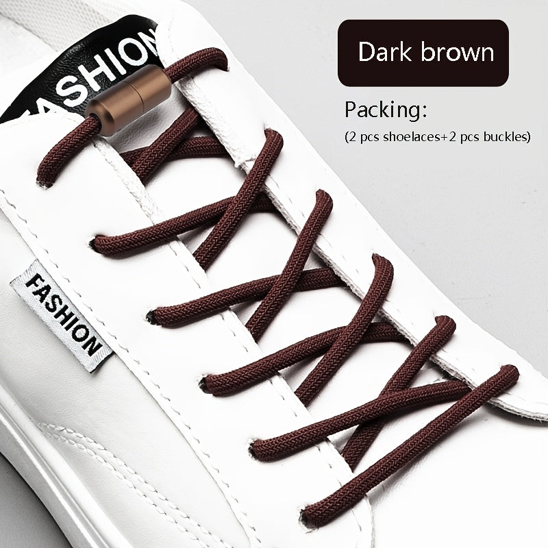 2PCS No-Tie Elastic Shoelaces for Sneakers and Boots Soft Acetate Fiber