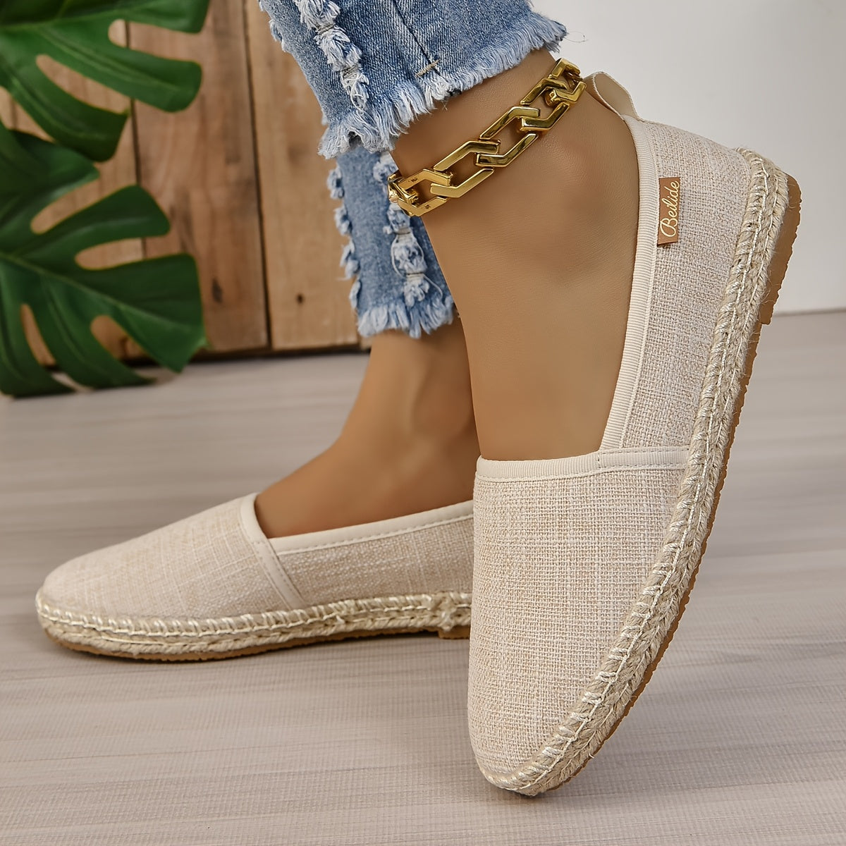 Women's Linen Slip-On Fisherman Shoes Breathable Casual Loafers All-Season