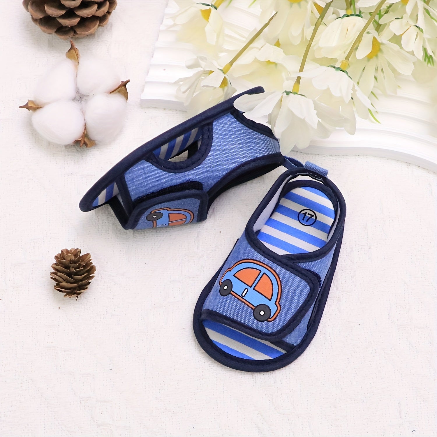 Baby Boys Open Toe Canvas Sandals Lightweight Non-slip Shoes for Spring and Summer