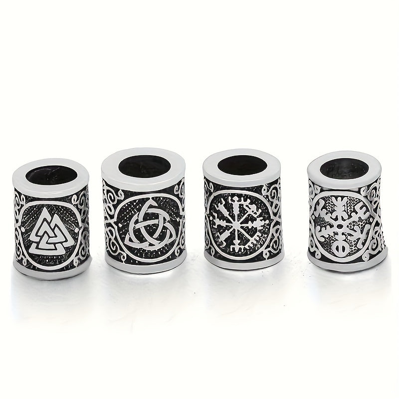 Set of 85 Viking Hair Beads with Runic Patterns for Braided Hairstyles