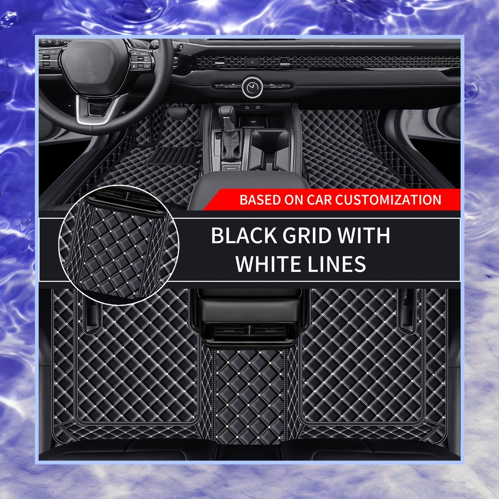 Avtomobil polikarbonat matlari to'plami sun'iy charm, barcha mavsumlar uchun, sirpanmaydigan, oson tozalash, chidamli