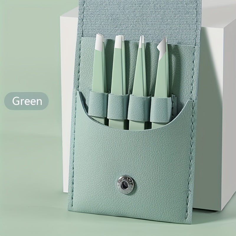 4Pcs Stainless Steel Eyebrow Tweezers Set for Eyelash Removal Rustproof Durable