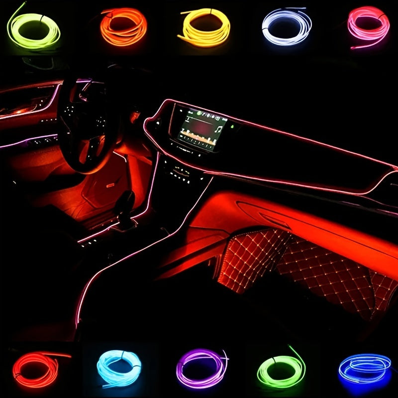 Tira de luz LED RGB flexible para interior de coche 5M Verde Rojo Neón Decoración