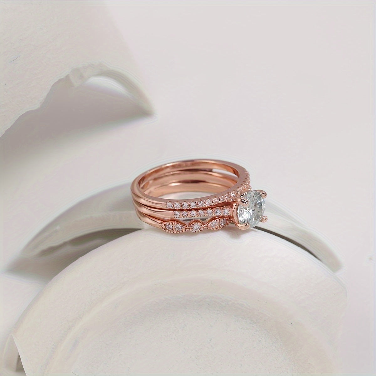 Sterling Silver Stacking Rings with Moissanite 1ct 2ct or 3ct for Engagement or Wedding