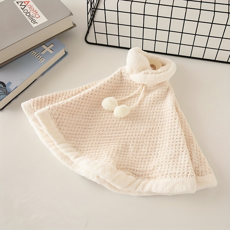 Coral Fleece Hand Towel with Hanger Hook for Kitchen Bathroom Quick Drying