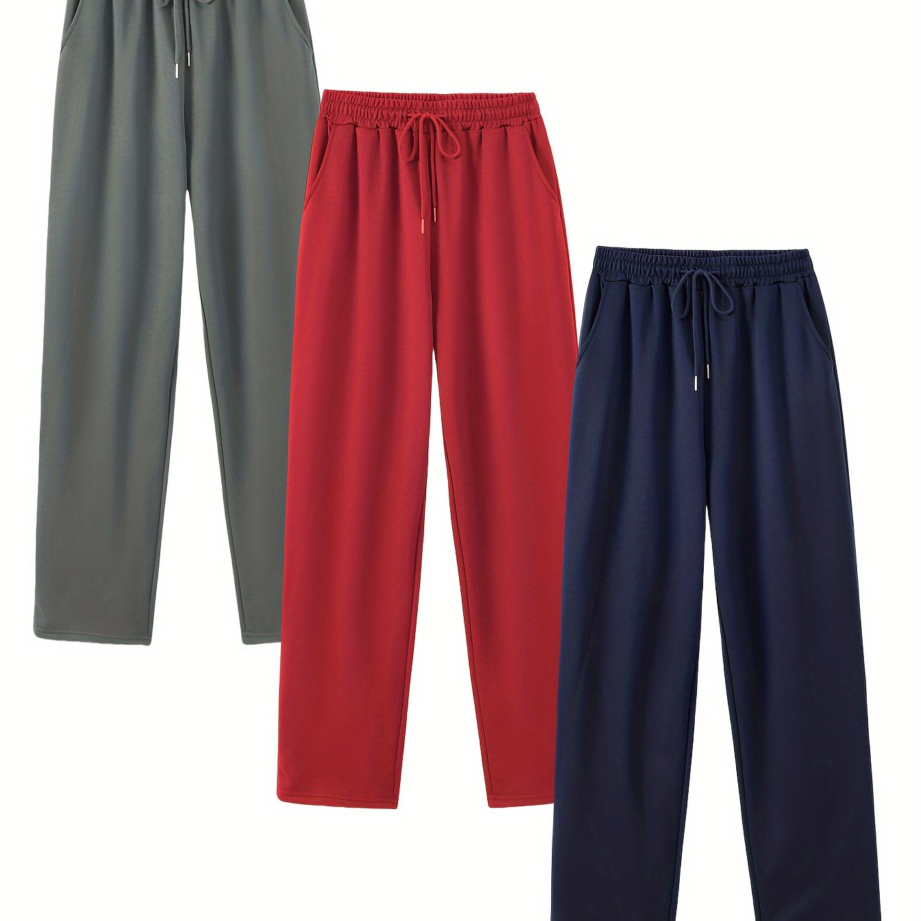 Women's Casual Joggers with Drawstring High Waist Pockets Solid Knit Fabric Spring Fall