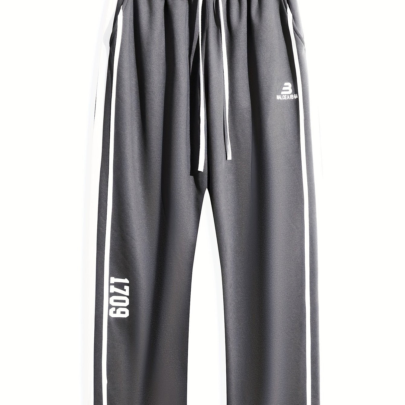 Adult Geometric Patterned Stretchy Track Pants Polyester Blend All-Season Plus Size