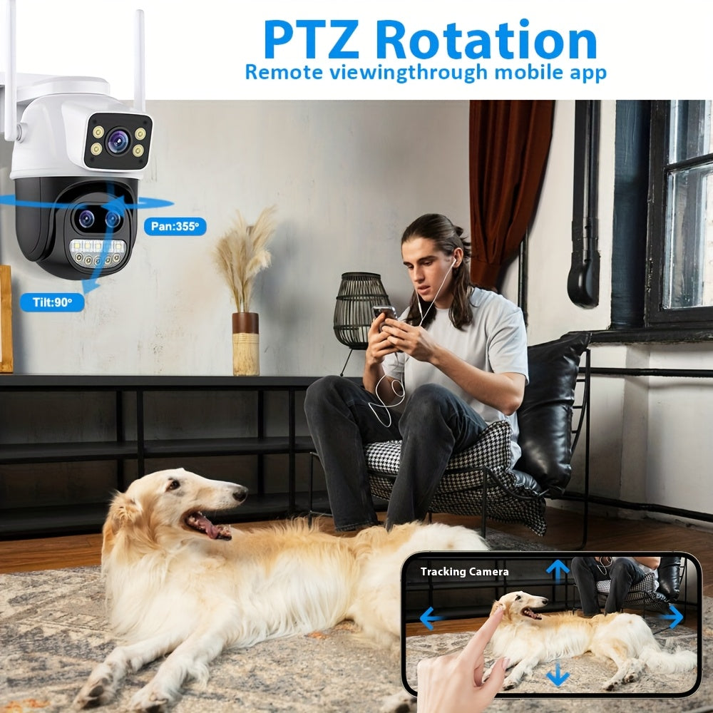 12MP HD Home Security Camera with AI Auto Tracking PTZ WiFi Video Surveillance