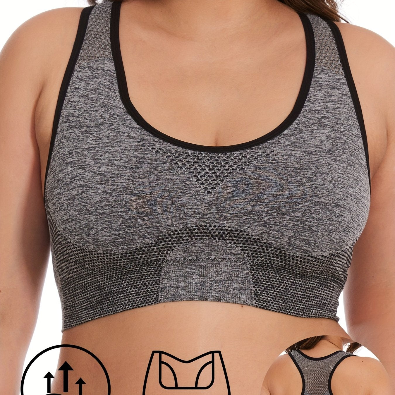 Plus-Size Seamless Yoga Bra Mesh Sports Bra for Running Exercise