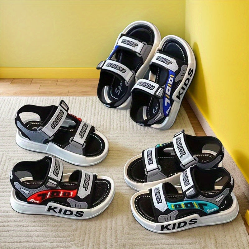 Boys' Open-Toe Sandals Adjustable Straps Indoor Outdoor PVC Microfiber Non-Slip