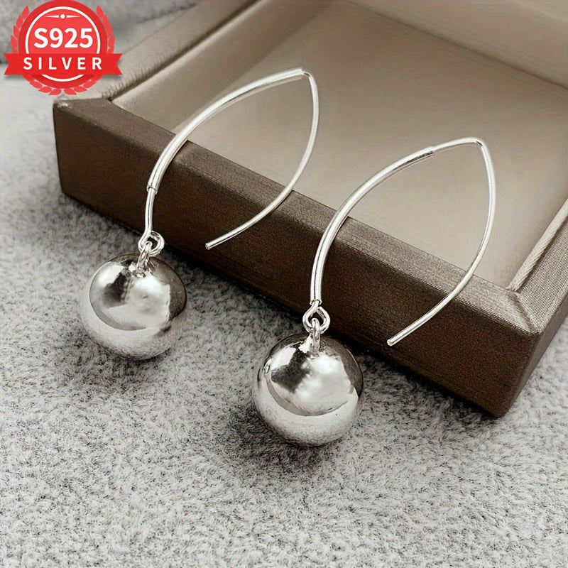 Sterling Silver Ball Drop Earrings Hypoallergenic Boho Style Long Length