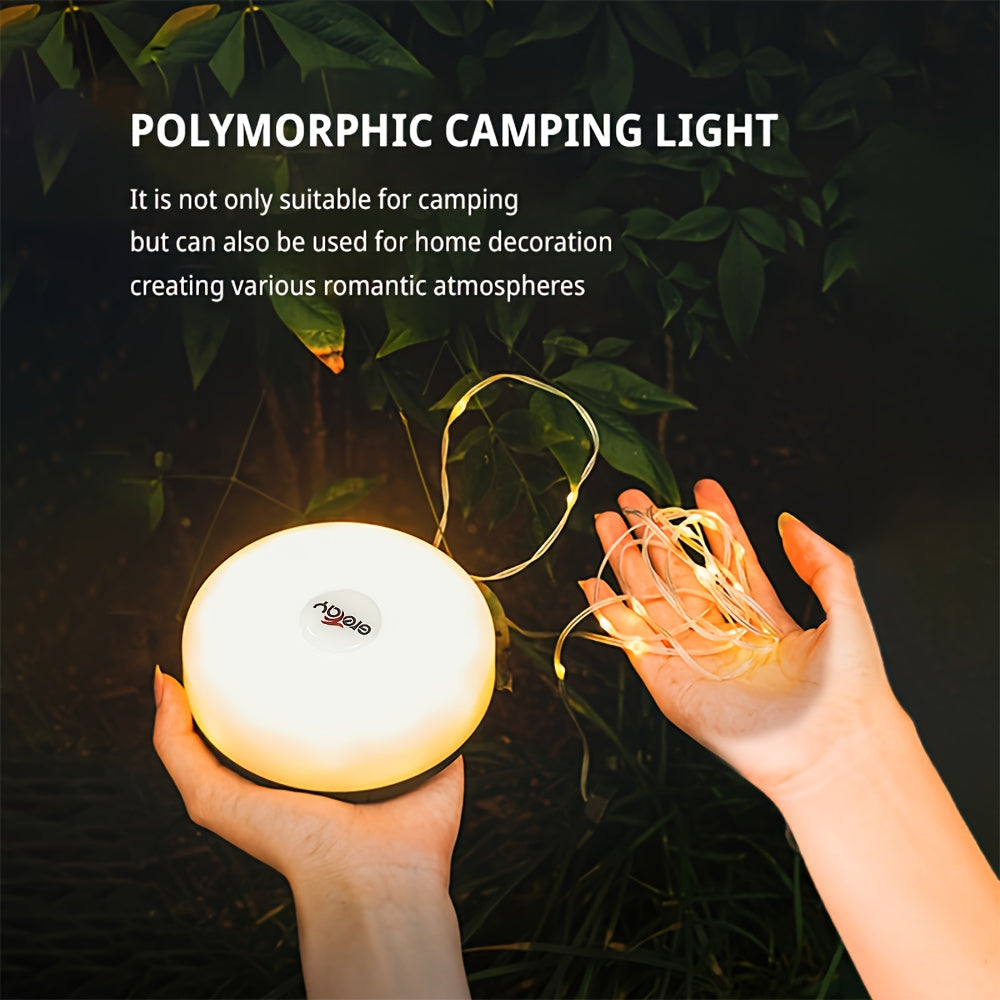 2-in-1 LED RGB Camping String Lights 10m Rechargeable Battery Outdoor Decor