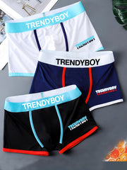 Men's Square-Cut Sports Boxing Shorts Breathable Comfortable Underwear Set of Three