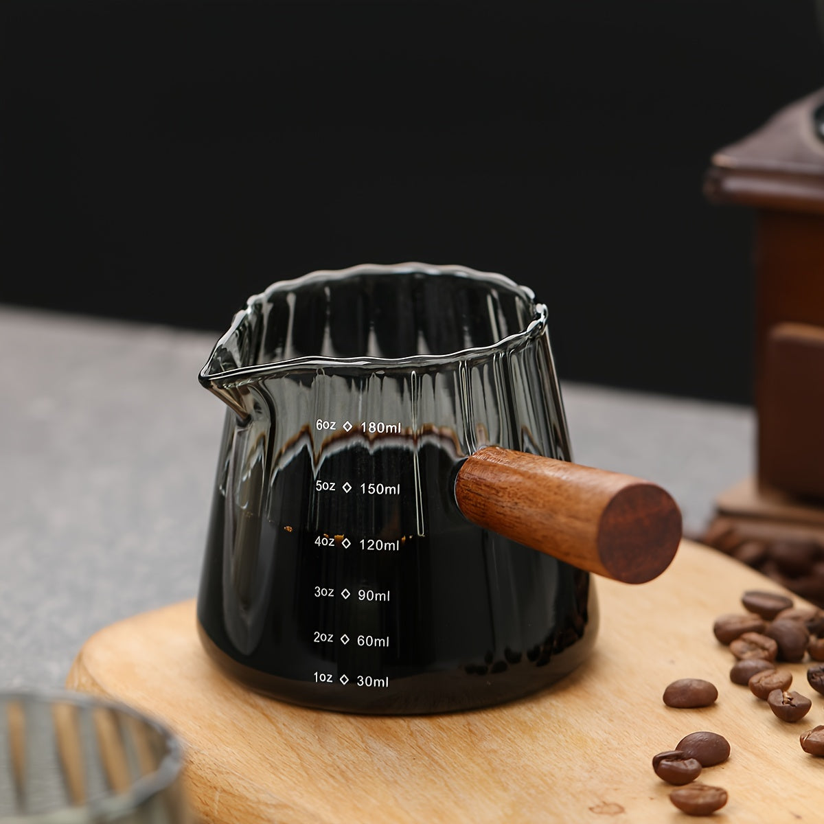 6oz Glass Coffee Cup with Wooden Handle Insulated Reusable for Coffee Tea