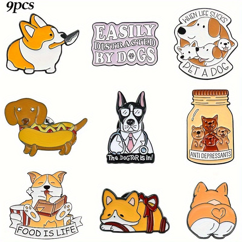 9 ta noaniq alloy it pinlari to'plami shlyapa, sumka va kiyim uchun minimalistik dizayn