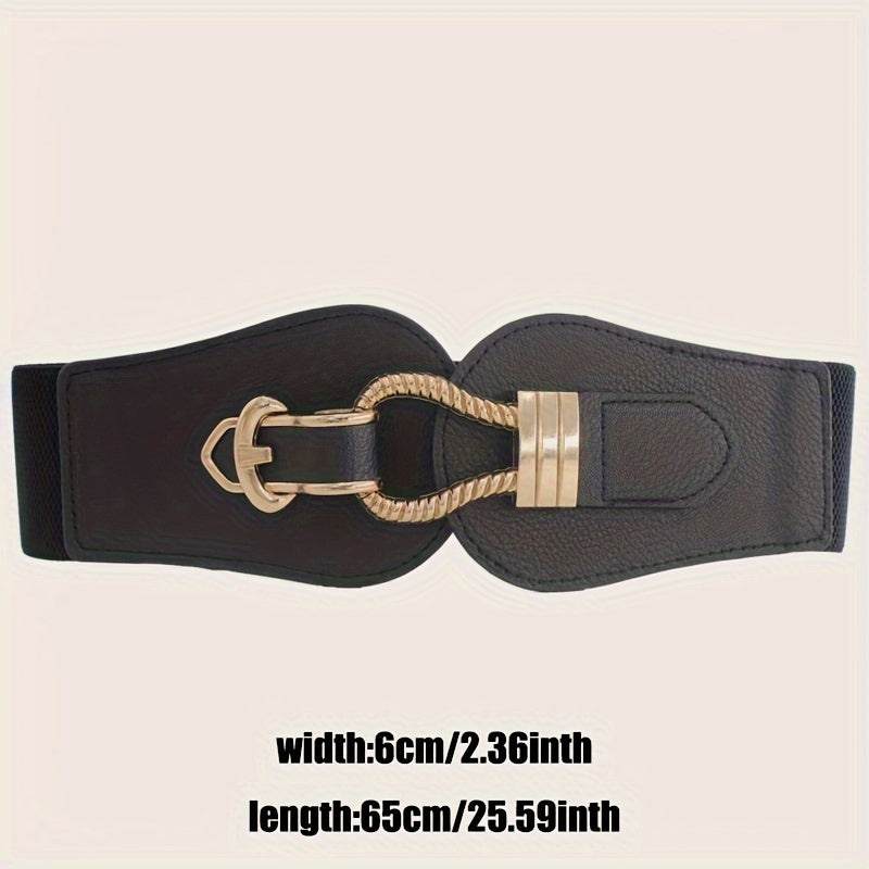 Wide Elastic Waist Belt for Women Faux Leather Dress Coat Fashion Accessory