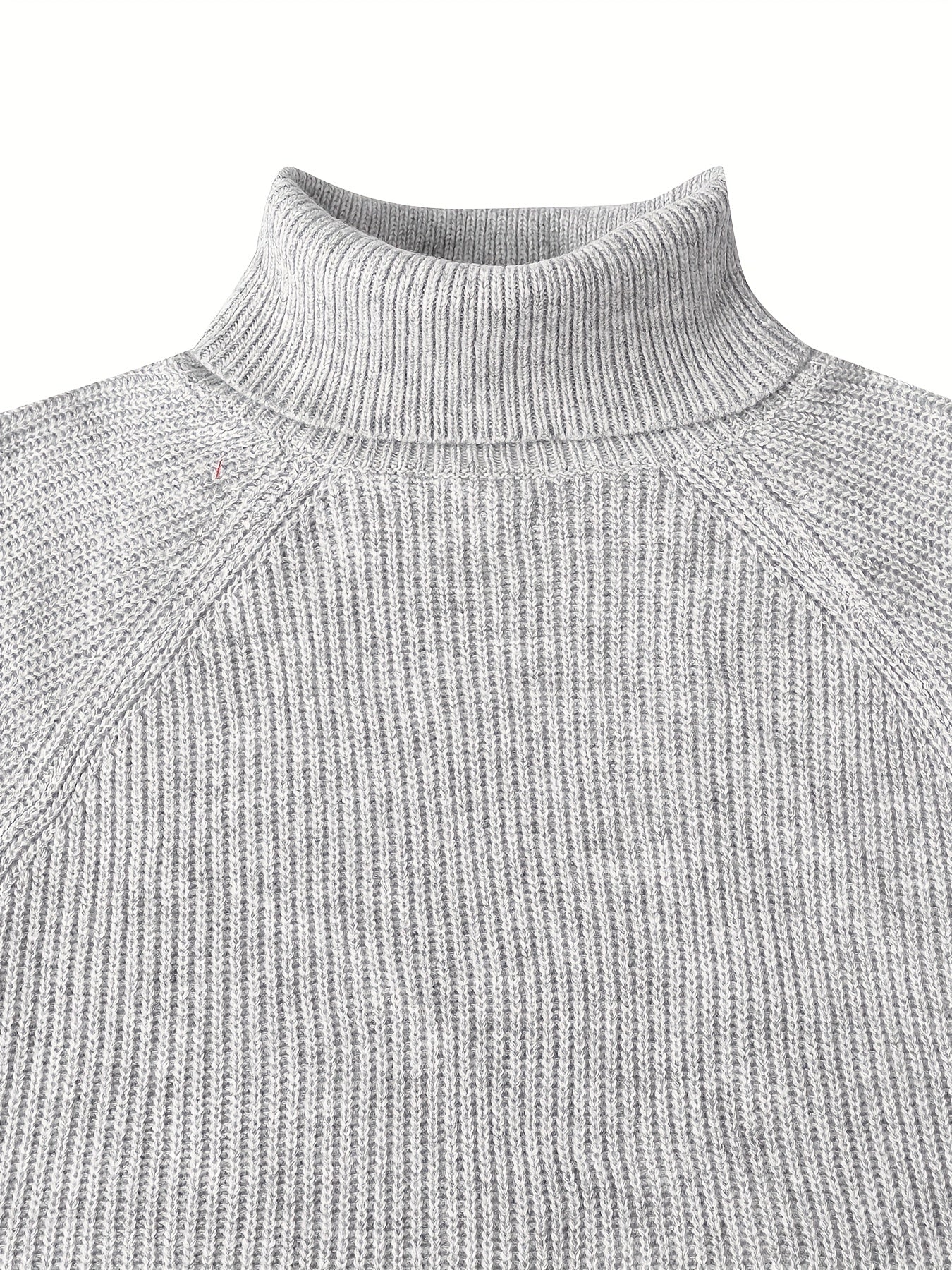 Men's High Neck Knit Sweater Long Sleeve Polyester Solid Color Fall Winter Plus Size