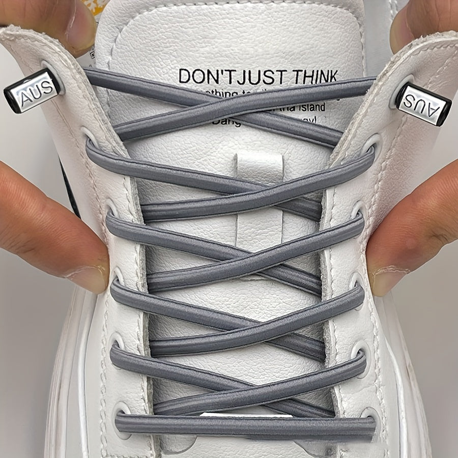 Unisex Elastic Flat Round Shoelaces Quick Lacing System for Sneakers