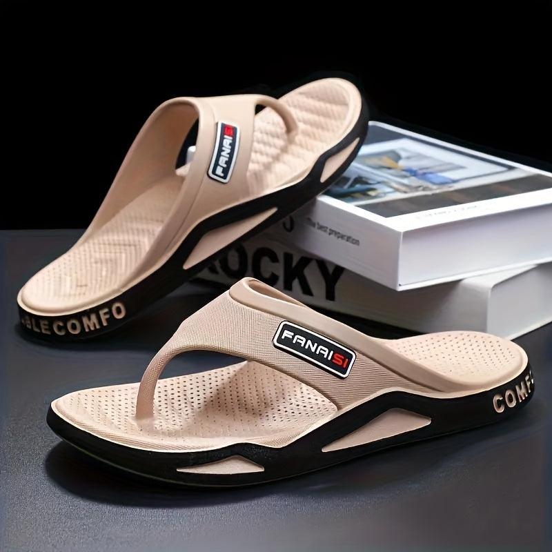 Men's PVC Casual Slip-On Slippers with Round Toe for Outdoor and Daily Use