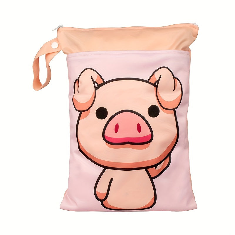 Водонепроницаемая сумка для влажных вещей с принтом животных, washable сумка для подгузников, сумка для мамы с двумя молниями, многофункциональная дорожная и пляжная сумка, органайзер для хранения косметики