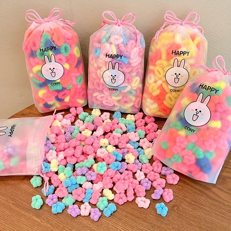 Paquete de 100 gomas de pelo elásticas para niñas, bandas de toalla de poliéster suave para uso diario