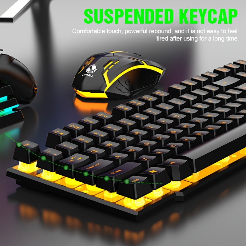 LED Backlit Gaming Keyboard and Mouse Set with 104 Keys