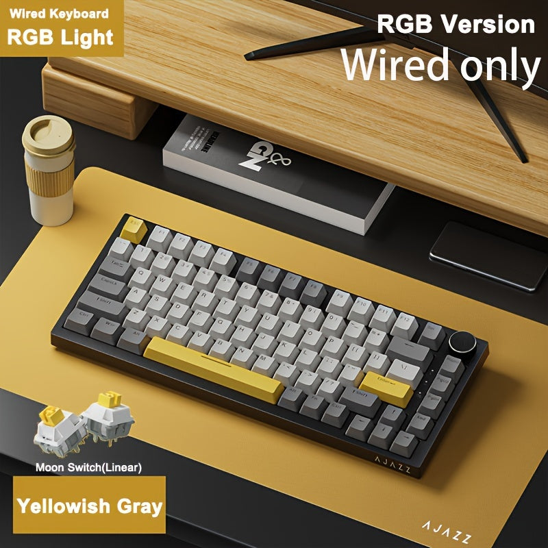 75% Wired Mechanical Gaming Keyboard with Volume Knob RGB Backlit PBT Keycaps Ergonomic USB-C