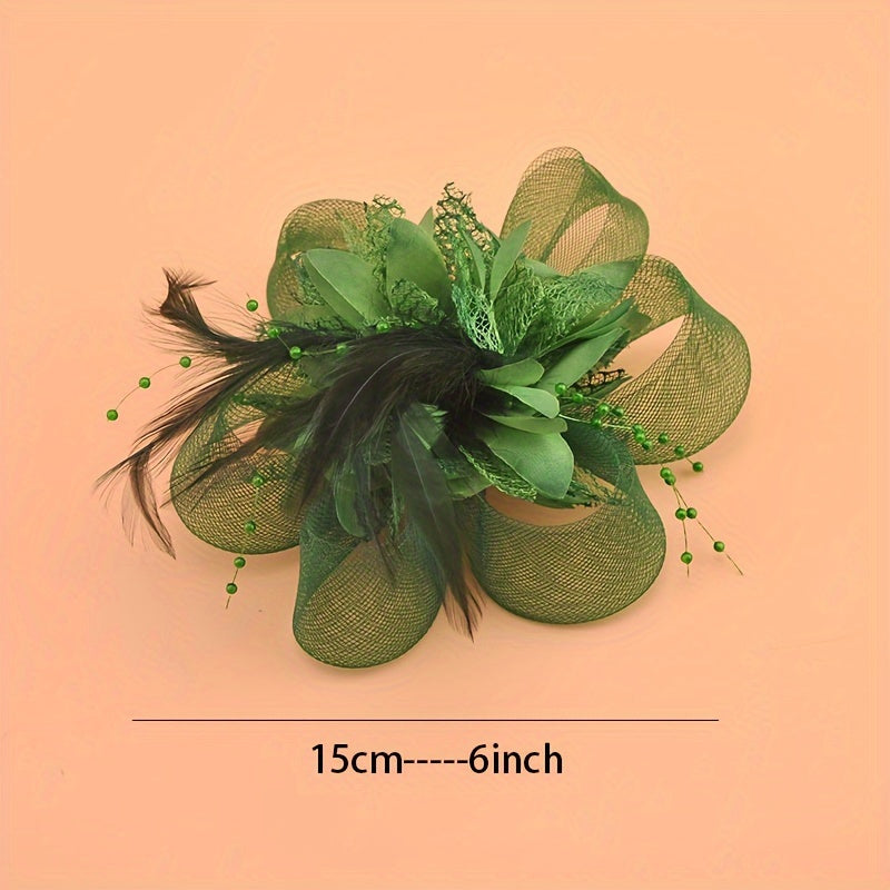 Black and White Floral Hair Clip for Weddings and Parties, Mesh Flower Accessory