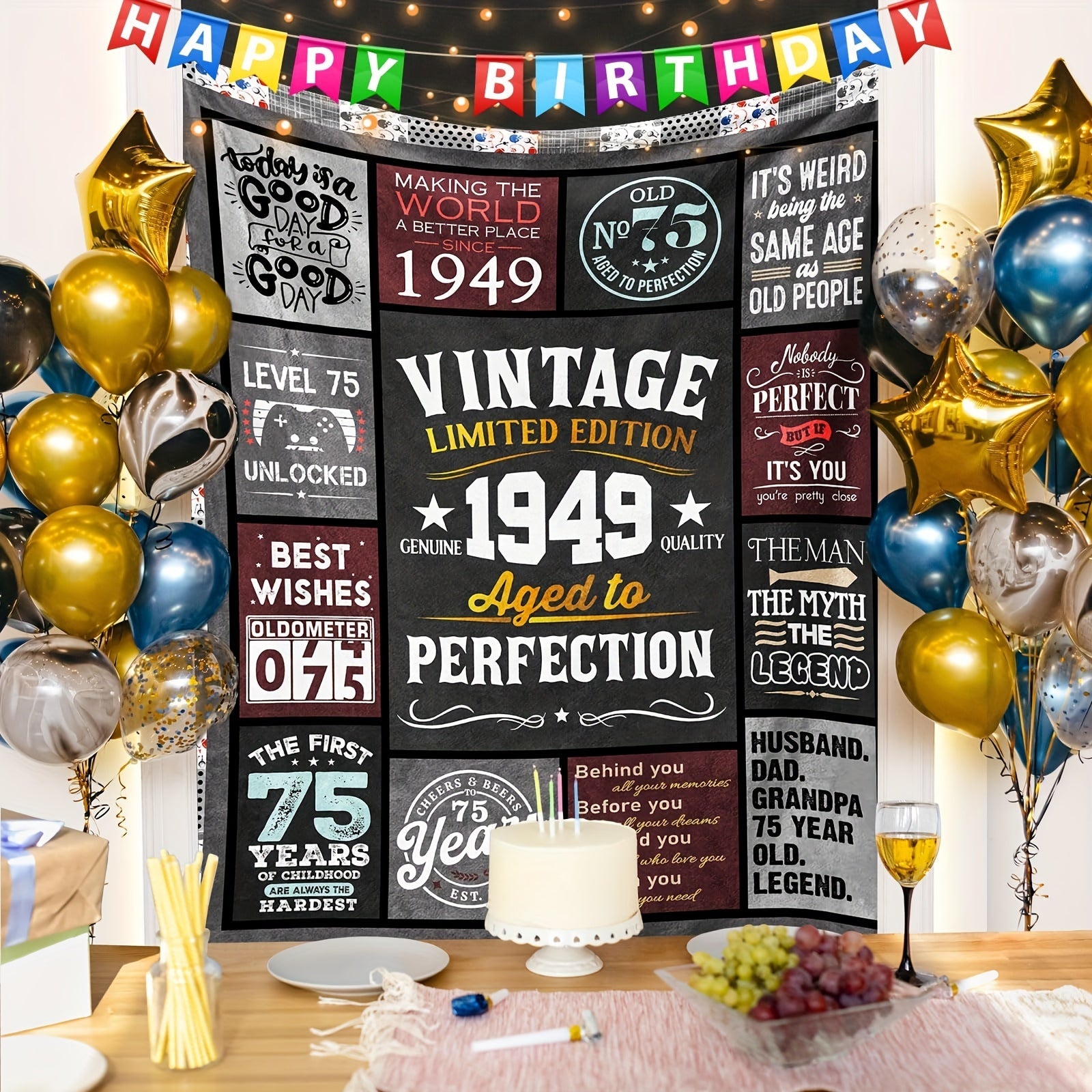 Limited Edition 75th Birthday Throw Blanket 1949 Polyester Machine Washable