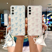 Funda pequeña de TPU para teléfono con cuerda colgante de pulsera con lazo para Samsung Galaxy A14 A34 A54 A15 A35 A25 A05 A05s A06 A16 S23fe S24fe A24