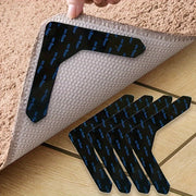 4/8pcs Black Silicone Non-Slip Rug Pads for Carpet Grip and Anti-Curl Backing