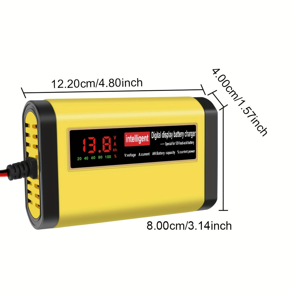 Car Battery Charger 12V 2A Fully Automatic LCD Display for Lead Acid AGM GEL Batteries