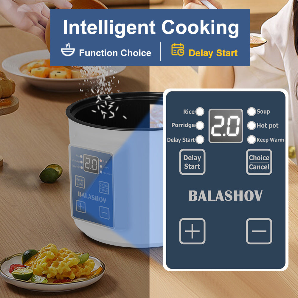 Electric Hot Pot for 1-3 People 6 Modes Safety Features Timer Compact Design White